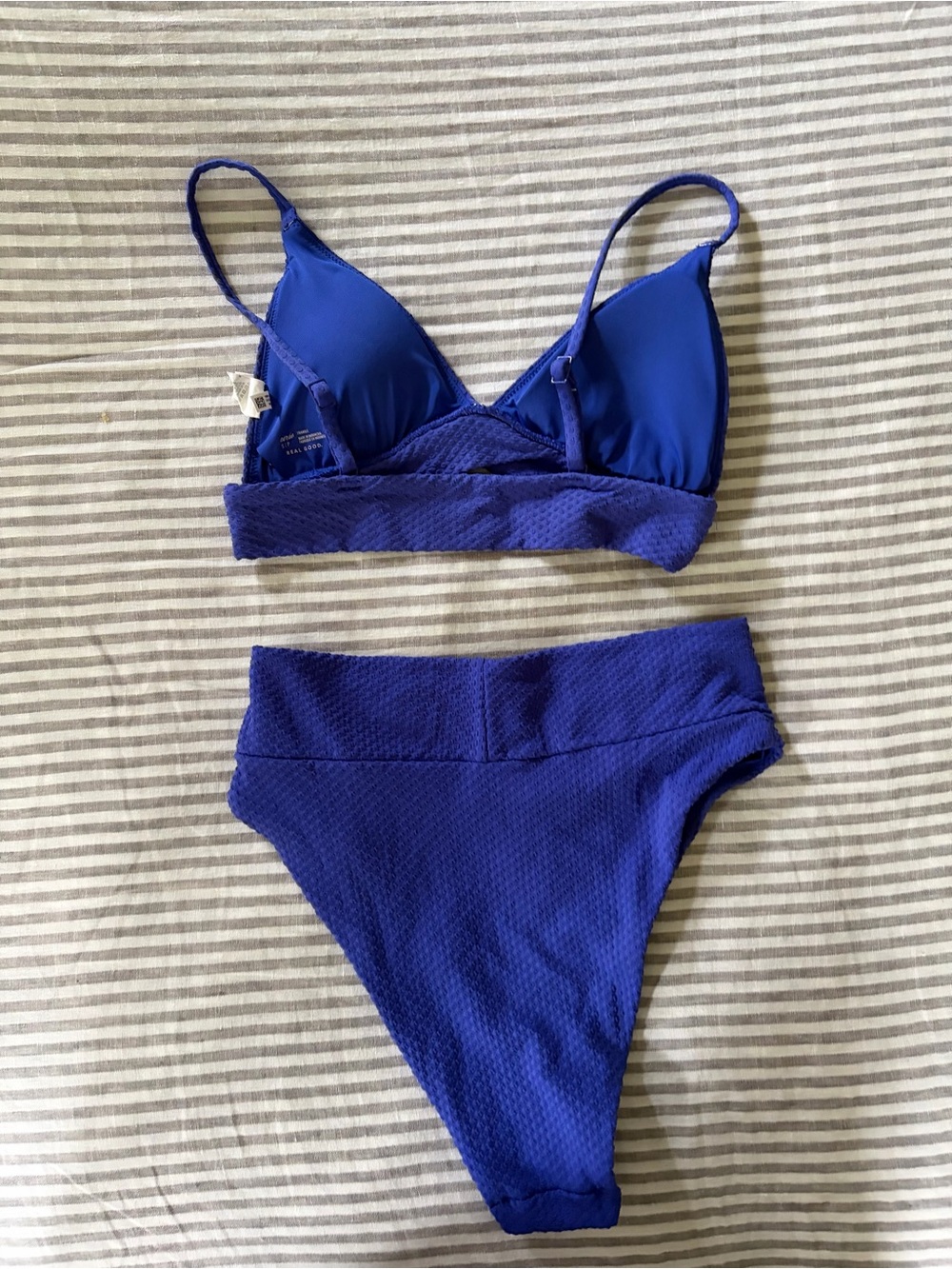 aerie Textured Royal Blue Bikini Set - Picture 2 of 4